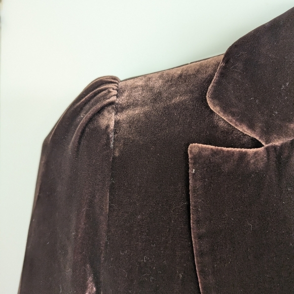 LAUNDRY BY SHELLI SEGAL DEEP BURGUNDY/ BROWNISH VELVET JACKET SIZE 4 - Picture 3 of 7